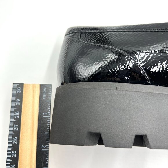 Franco Sarto Size 10 Bergamot Black Textured Patent Lug Sole Loafers Shoes - Picture 11 of 13